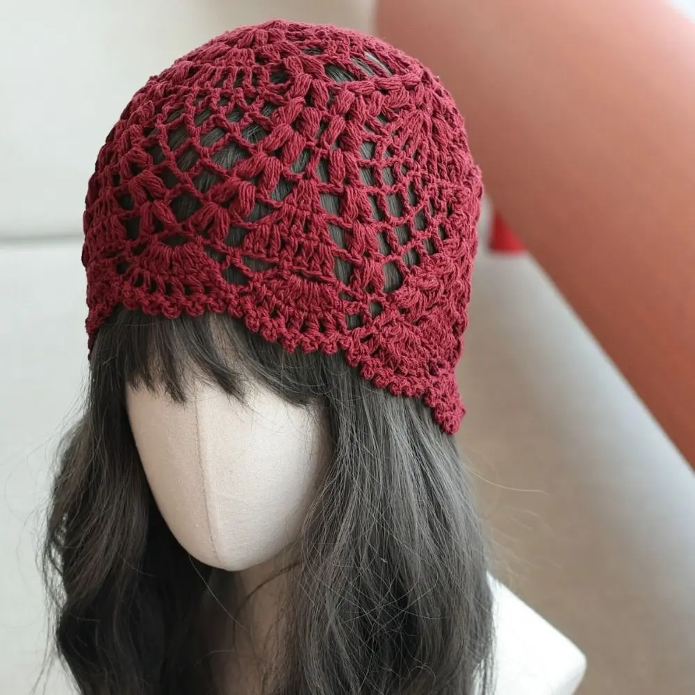 Gifts Hollow Out Crochet Beanie Hat Breathable Lightweight Lace Beanie Hat Floral Pattern Floral Skull Cap Daily Wear
