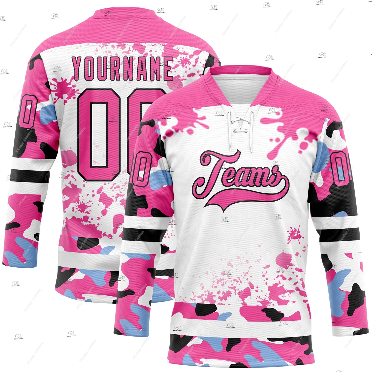 Custom Name Team Group Clothing Gradient Retro Vintage Lace Hockey Jersey Shirts 3DPrint Unisex Harajuku Casual Funny Pullover 7 view 6