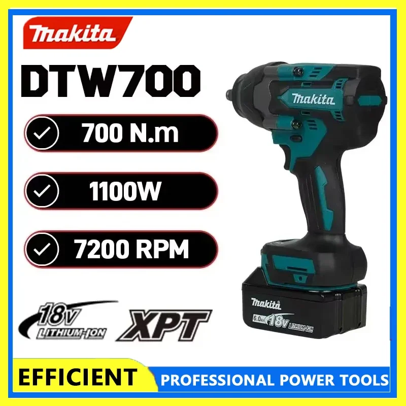 

Makita Electric Wrench DTW700 Brushless Multi functional Rechargeable 18V Lithium Battery Auto Repair High Torque Impact Wrench