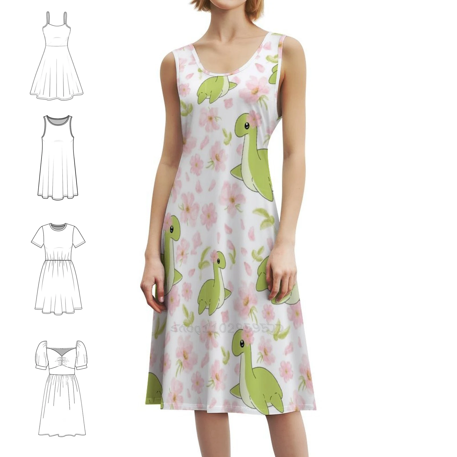 

Женское элегантное вечернее платье с цветочным принтом, платье трапециевидной формы с короткими/длинными/опциями без рукавов Apex Legends Green Game Gamer Battle Party