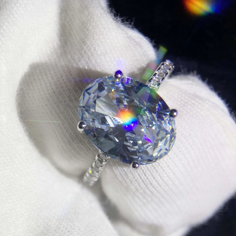 CC White Gold Plated Rings Big Oval Stone Fine Jewelry for Women Fashion Accessories Zirconia Wedding Ring Drop Shipping CC1686