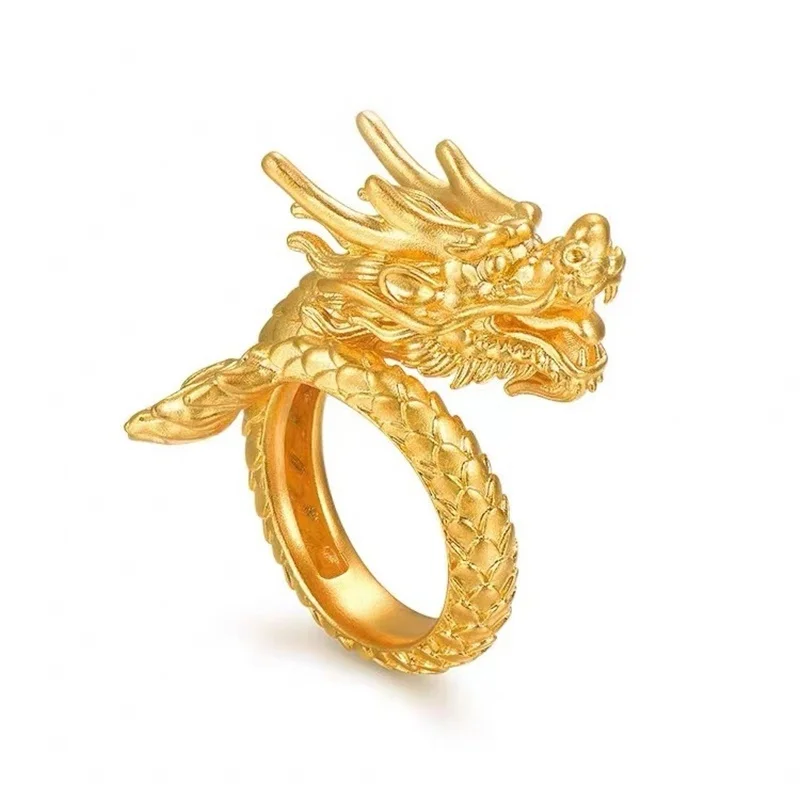 QEENKISS الذهب خمر التنين خواتم مفتوحة للرجال الذكور حفل زفاف عيد الميلاد عيد الميلاد العريس صديقها الزوج الأب هدية RG5191