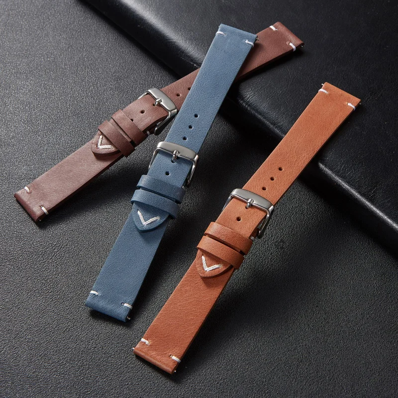 2023 Calfskin Leather Watch Band 18mm 20mm 22mm Quick Release Straps Watchbands Dark Brown Gray Black Blue Green Belt