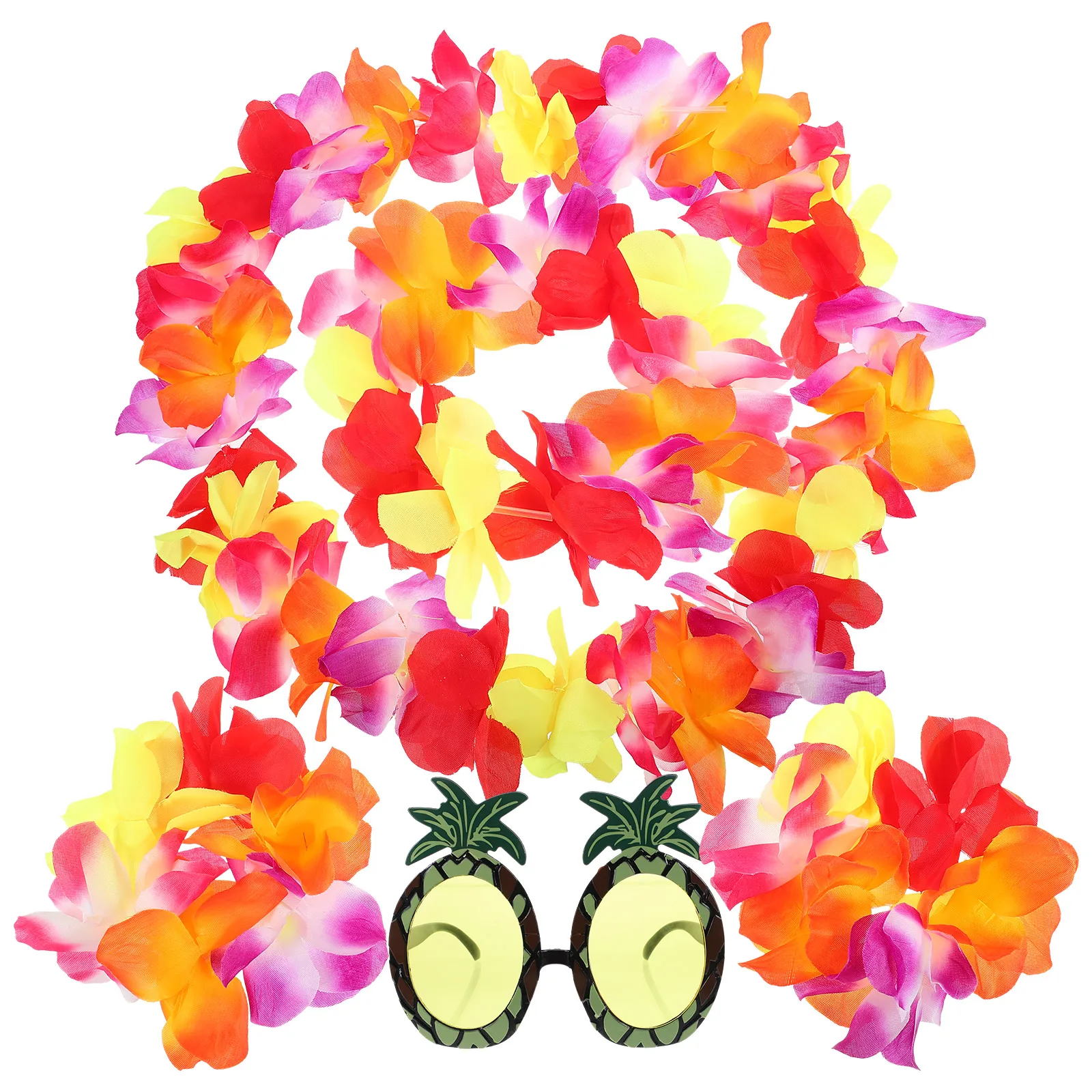 

1 set 1 Set Big Floral Garland Hawaiian Party Costume Accessories Pineapple Eyeglasses Luau Headband Necklace Bracelet Beach