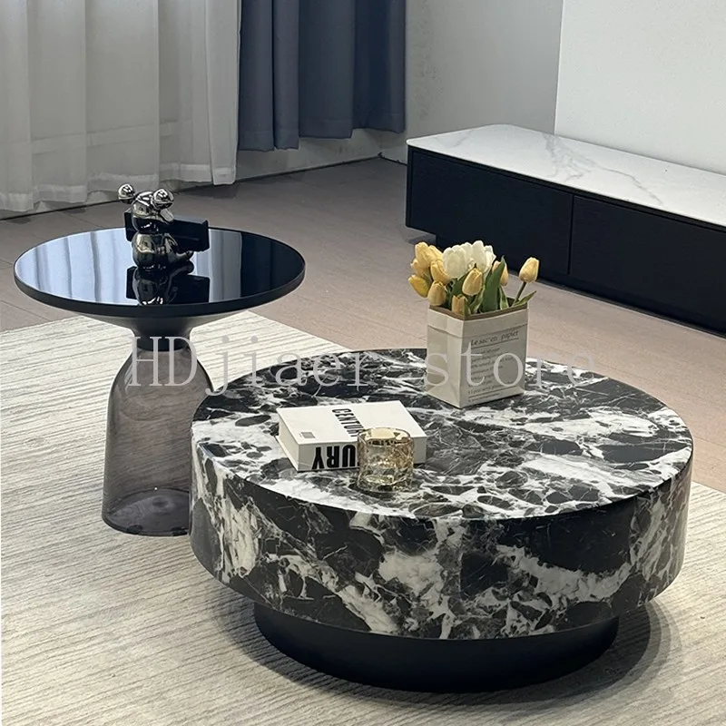 

Italian Marble Round Coffee Table Set - For Home Living Room