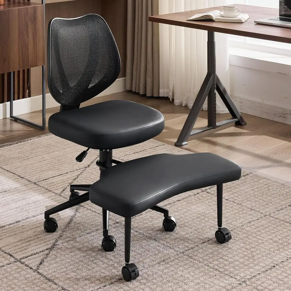 

Ergonomic Legged Oice Chair with Lumbar Support & 360° Swivel ootrest or Meditation, Yoga, Home Oice Work Criss Desk Chair with