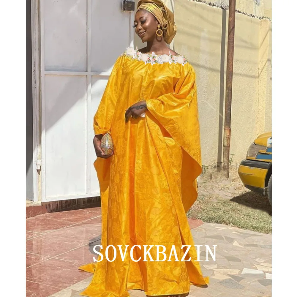 Original Bazin Riche Long Dresses For Ankara Nigeria Wedding Evening Gowns Dashiki Clothing Top Quality Cotton Basin Dress