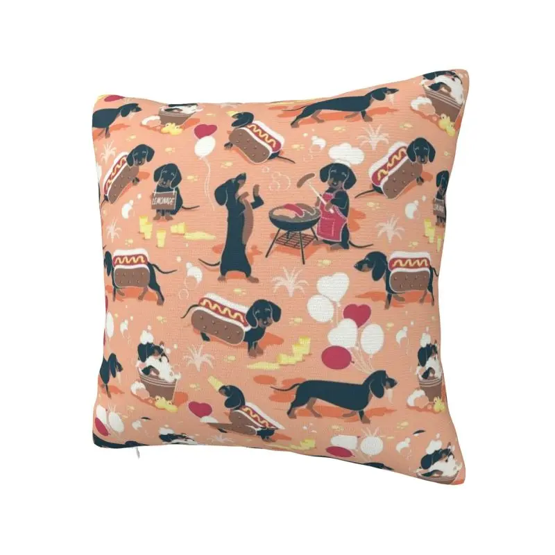 Custom Hot Dog Colorful Dachshund Dog Cushion Cover 3D Printing Square Throw Pillow Case for Living Room Pillowcase Home Decor