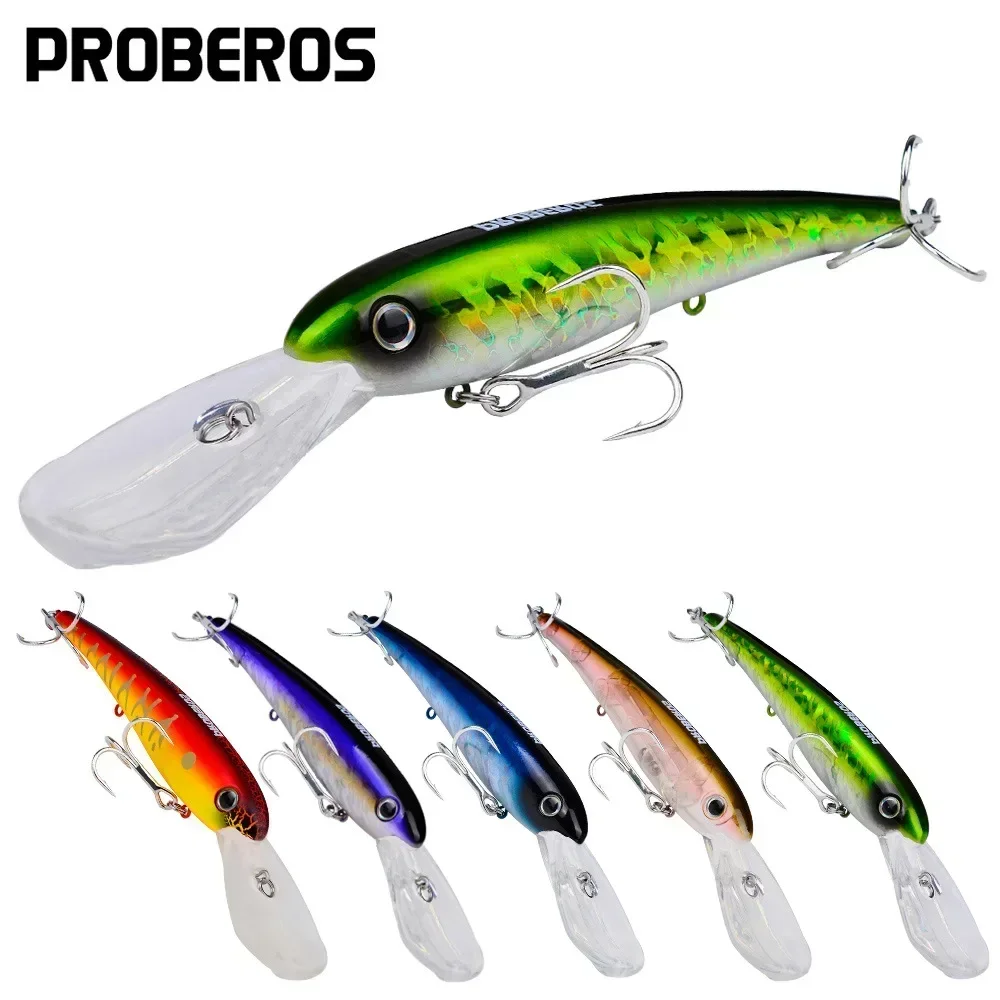 200mm 43g ลอย Trolling Slim Minnow FishingLure Wobbler หล่อยาว Swimbait สําหรับ SaltwaterSeabass 3D เหยื่อ Hard ประดิษฐ์