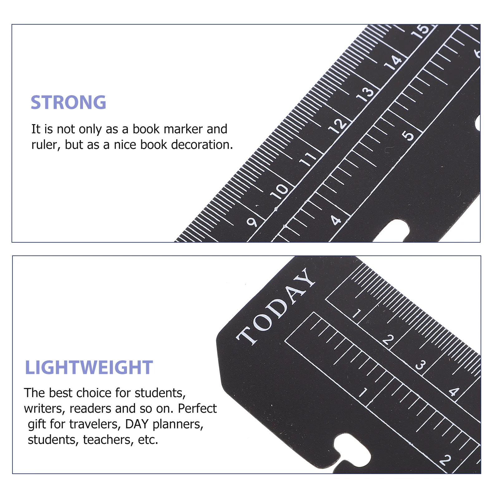 

12pcs Bookmarker Ruler Pp Material Lightweight Portable Page Marker For Students Readers Planner Supply Household