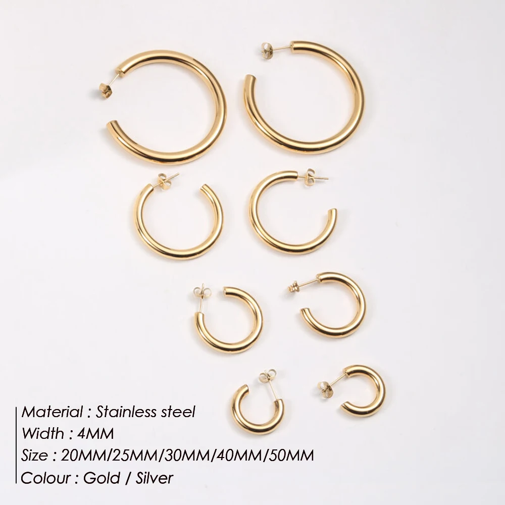 EMANCO  Stainless Steel Large Hoop Earrings Hip Hop Style Women's Jewelry Multi-Size Stacking Earrings Party Favors