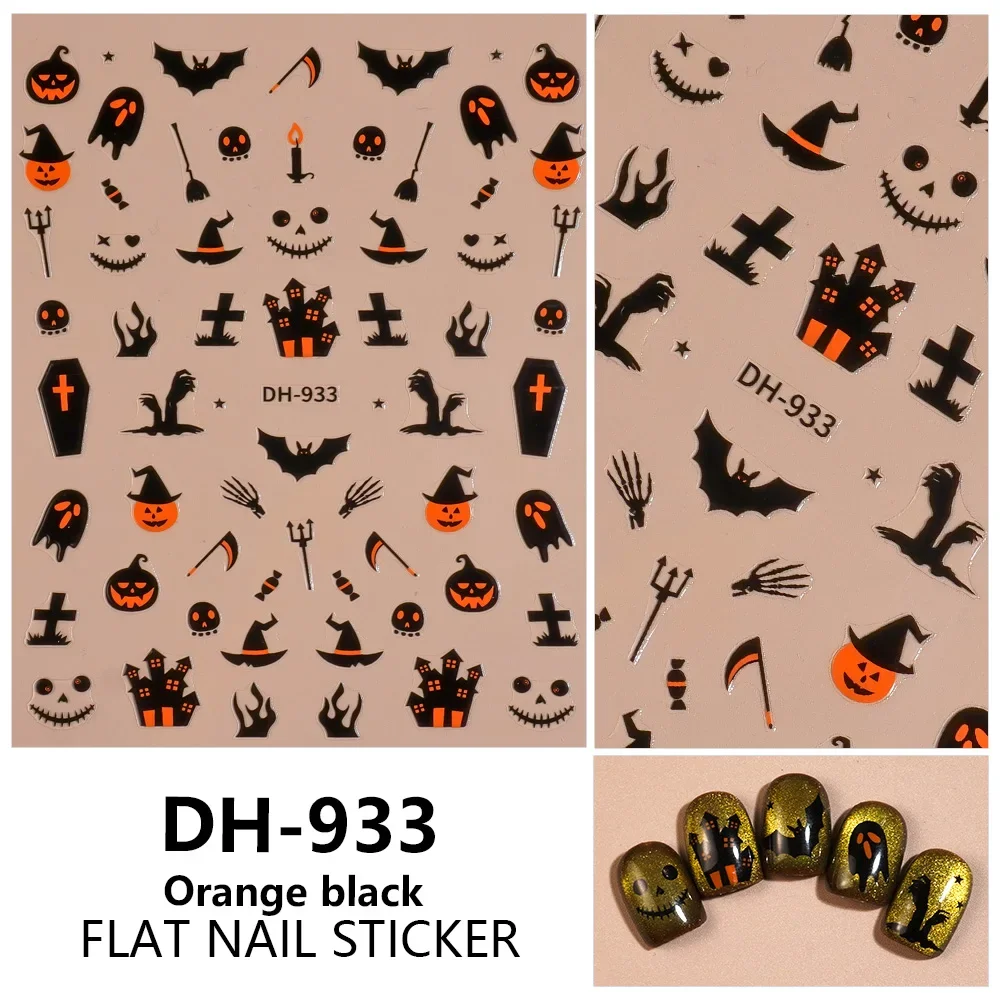 

1/5pcs Demon Pumpkin Bat Skull Nail Art Stickers Halloween Dark Style Nail Stickers DIY Self Adhesive Manicure Decoration Decals