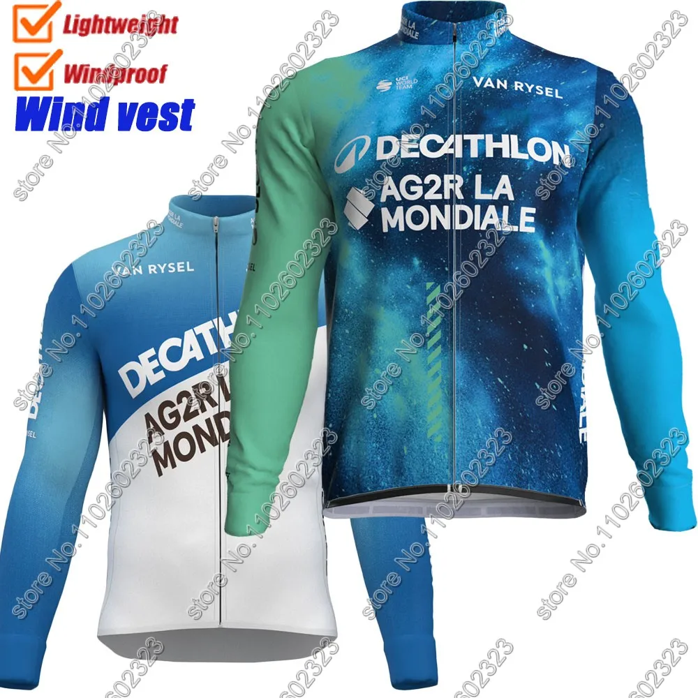 2024 Ag2r Team Wind Vest Mens Green Cycling Jacket Windproof Blue Cycling Jerseys Long Sleeve aaa MTB Maillot Cyclisme