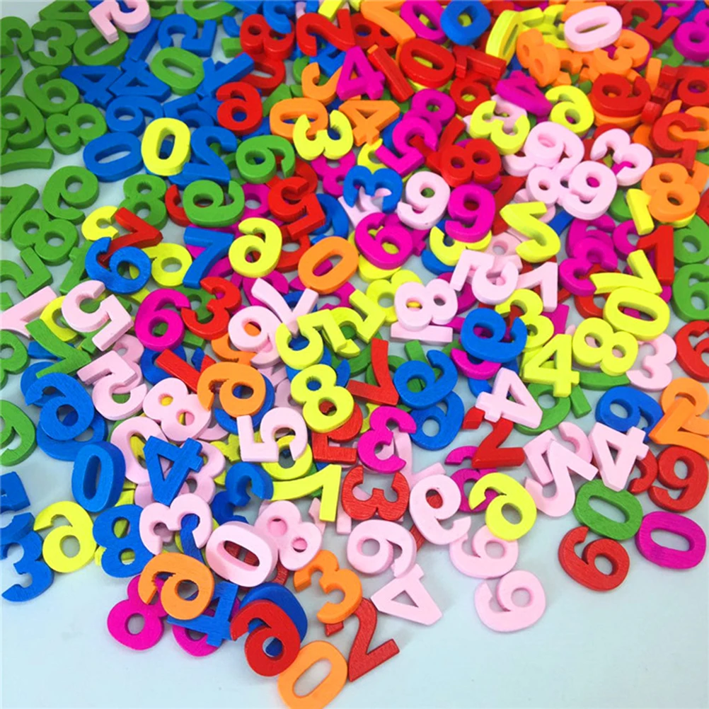 

100pcs Colorful Wooden Arabic Numbers Chips for Scrapbooking Cardmaking Puzzle Games Party Decoration Room Crafts
