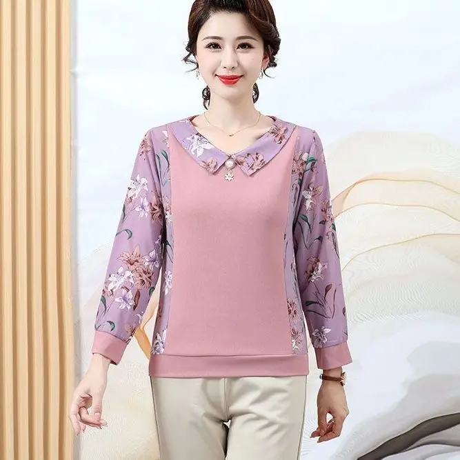 

Футболка с короткими рукавами для мамы, новая мода, женская базовая рубашка среднего и пожилого возраста, топ, женский топ большого размера