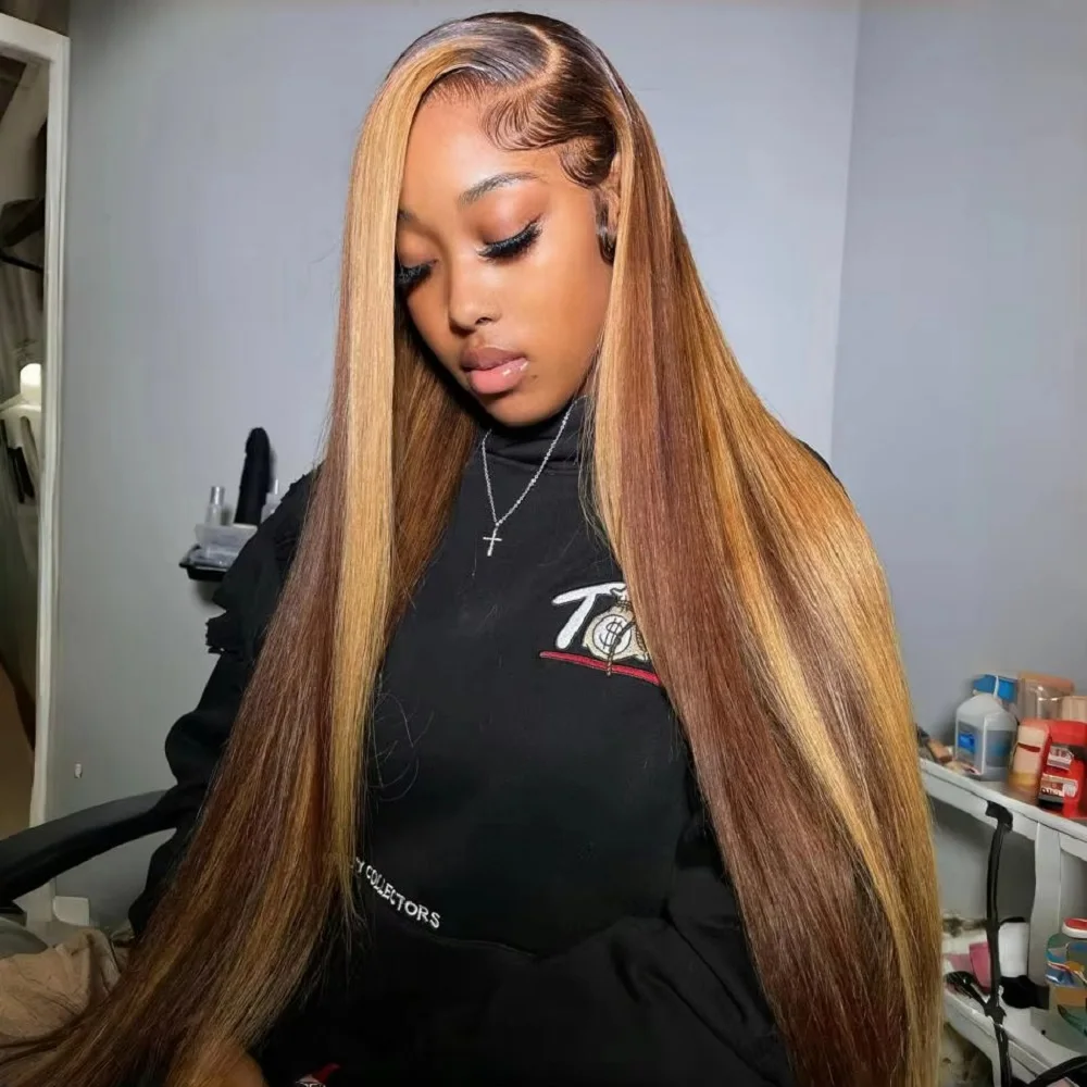 

200 Density #4/27 Highlight Human Hair Wigs Straight Hd Lace Frontal Wig 13x6 Colored Curly Wigs 100% Human Hair Pre Plucked