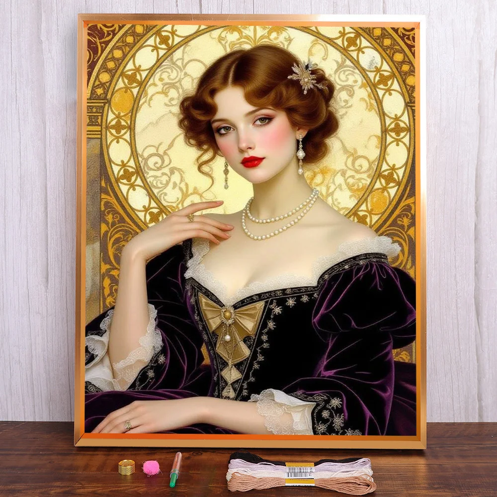 

Portrait Girl Pre-Printed 11CT Cross Stitch Full Kit Embroidery Handiwork Handmade Painting Craft Floss Design Promotions