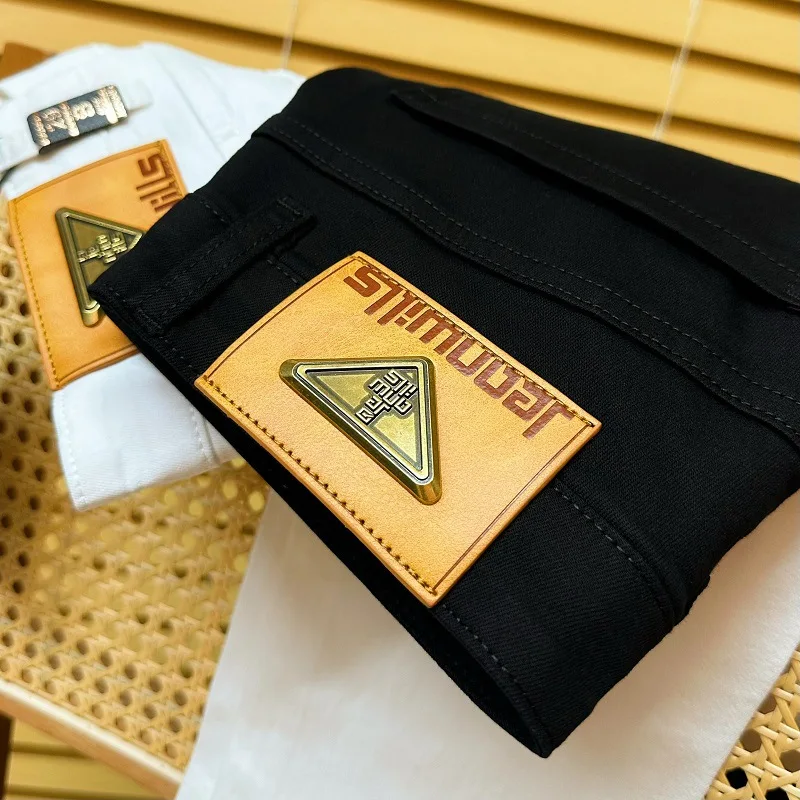 Pure white Jeans for Men2024New Simple and Versatile Comfortable Breathable Slim Fit Skinny Fashion New Men's Wear Trousers