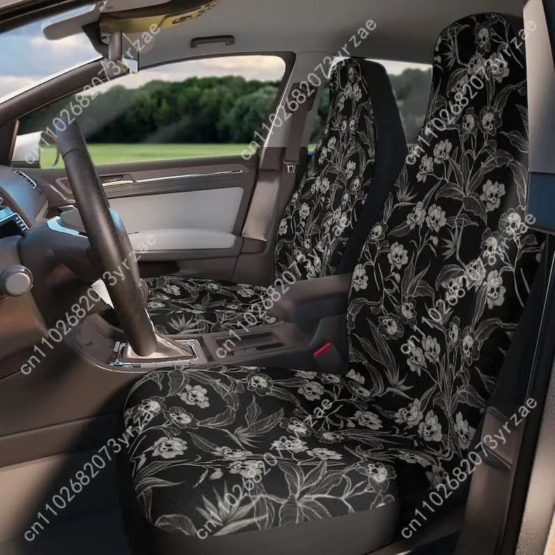 

Goth Floral Car Seat Covers Universal Environmentally Friendly Interior Decorations Comfortable Breathable Car Seat Covers