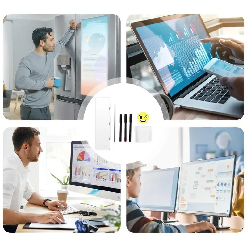 1PC Dry Erase Magnetic Message Board For Computer Monitors Side Panel Monitor Memo Board Writing Record Message Board Remind