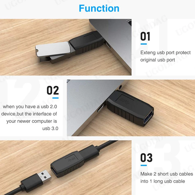 USB Coupler Male to Female USB 3.0 Type A Adapter Superspeed 5Gbps USB Port Extension Connector For Laptop Computer Hard Drive