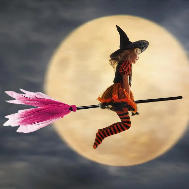 Halloween Witch Broom Halloween Broomstick Witch Decor Wizard Flying Broom Halloween Broomstick Costume Accessories For Kids