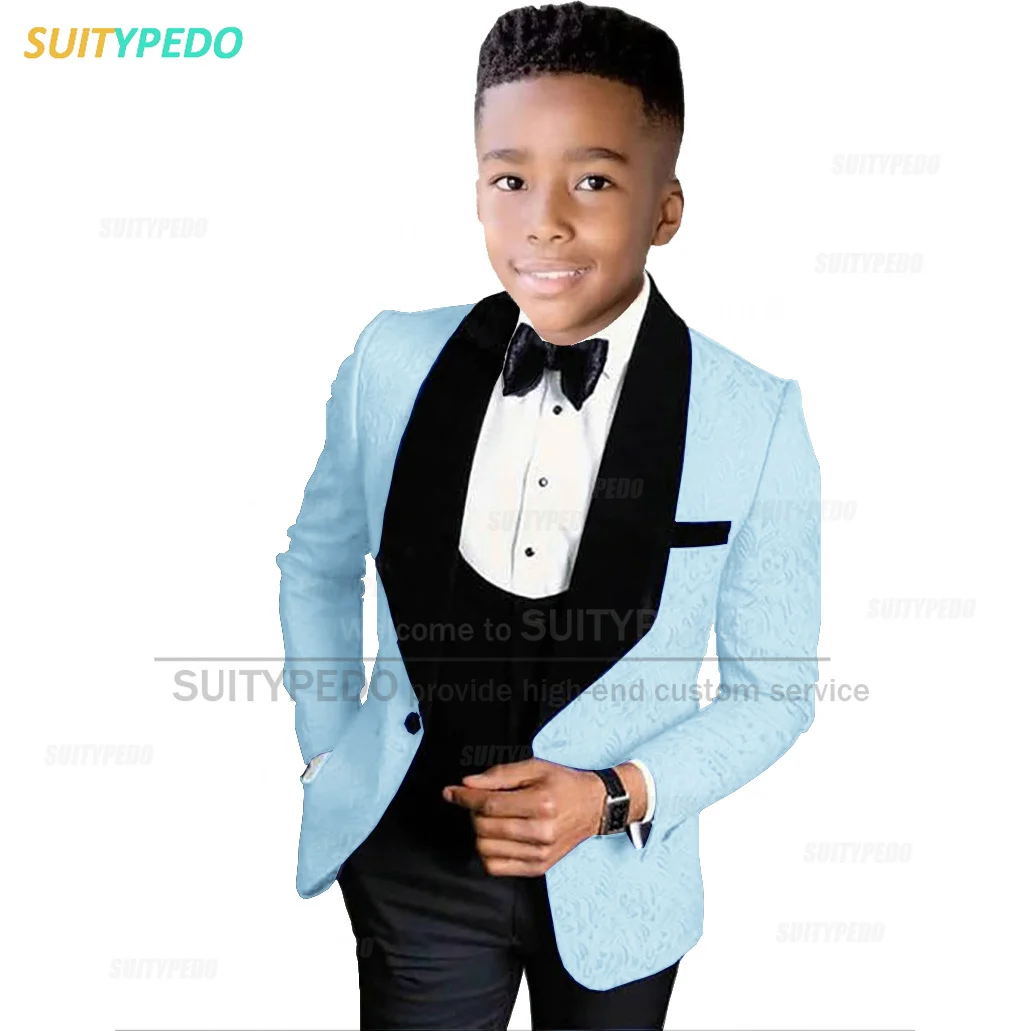 Newest Kid Boys Suit Sets Wedding Ceremony Children Luxury Jacquard Blazer Formal Avtivities Custom Slim Fit 3 Pieces Outfits