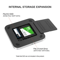 Qwiizlab USB C Hub for Mac Mini M2 M1 with Dual Drive Enclosure SATA NVMe M.2 SSD Type-C 10Gbps SD TF Card Reader Docking Staion 2