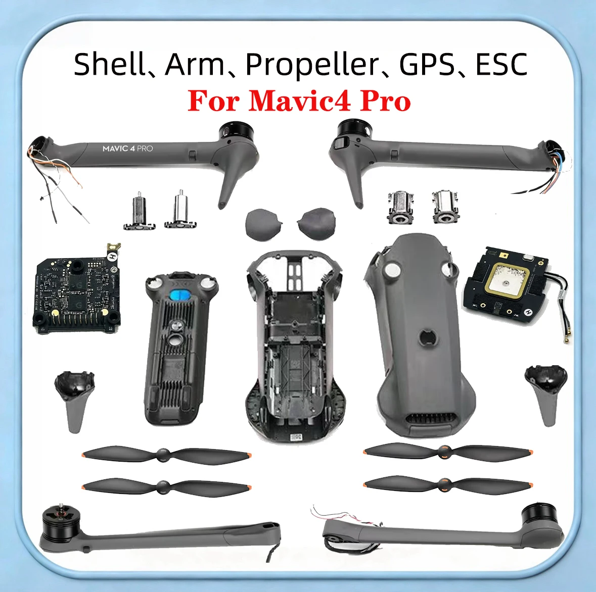 For Mavic4pro Body Parts Upper Middle Lower Outer Front Rear Left Right Arm Shells GPS ESC Propeller
