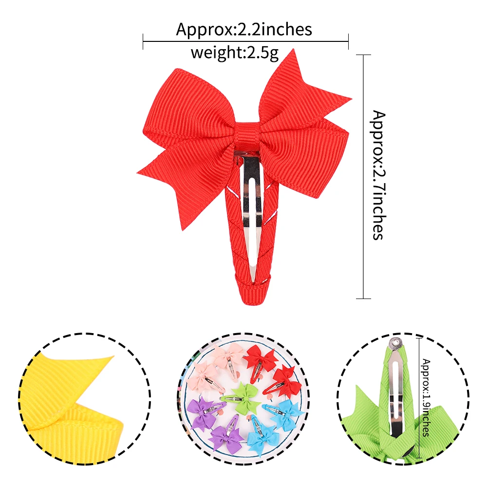 2Pcs/Lot Solid Color Bows Hair Clip For Kids Girls Ribbon Bowknot BB Clip Cute Baby Barrettes Hairpins Headwear Hair Accessories