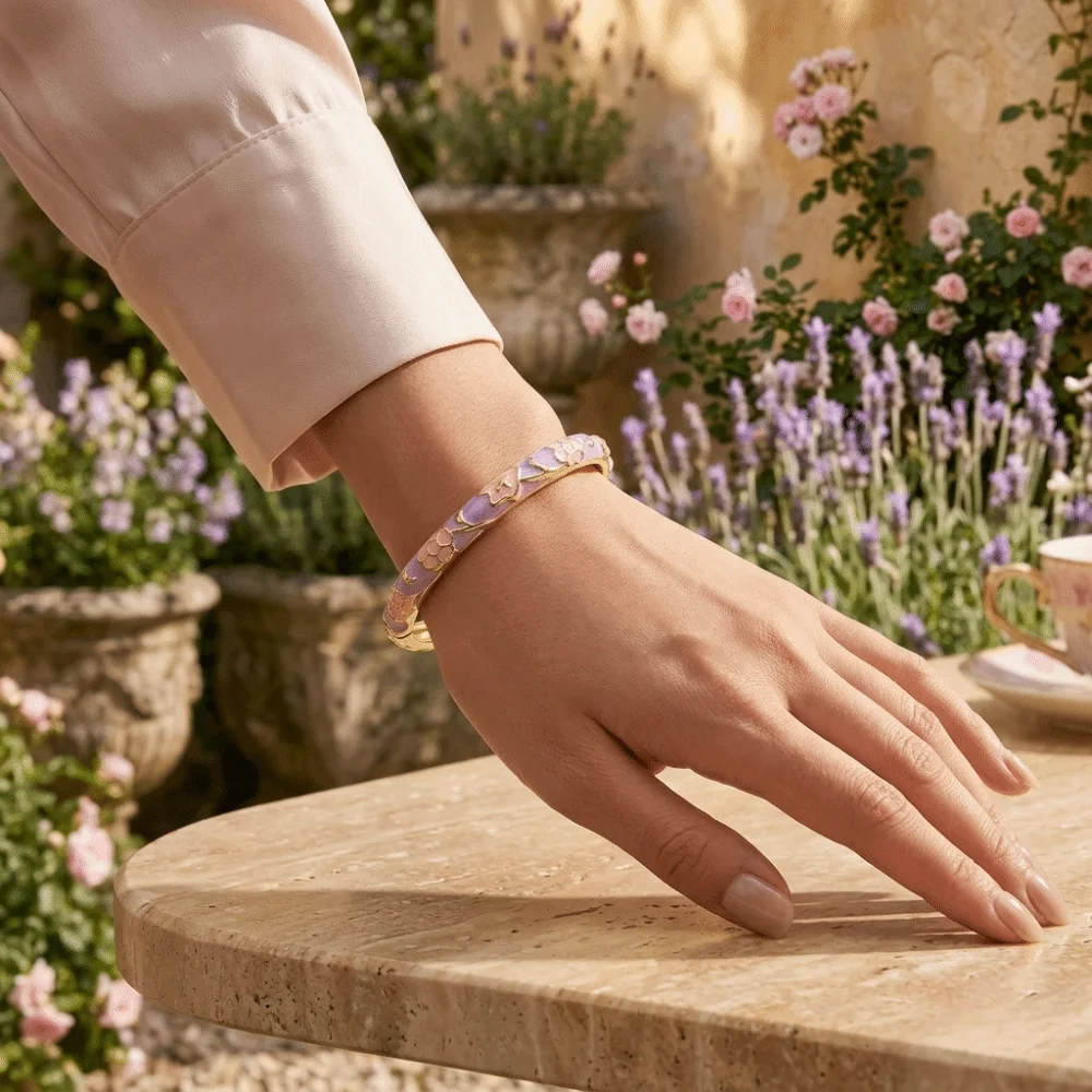Zinc Alloy Enamel Bracelet Retro Exquisite Oil Drop Bracelet National Style Closed End Design Chinese Style Bracelet