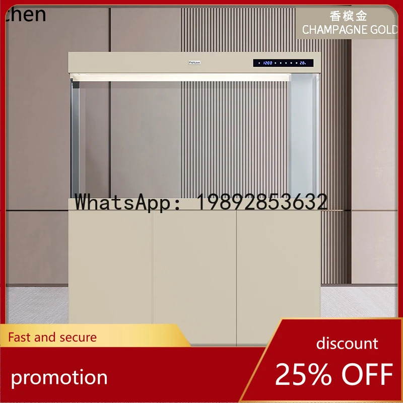 

YFY has Aiyueji home fish tank living room large floor tank with bottom cabinet dragon fish tank ultra-white glass