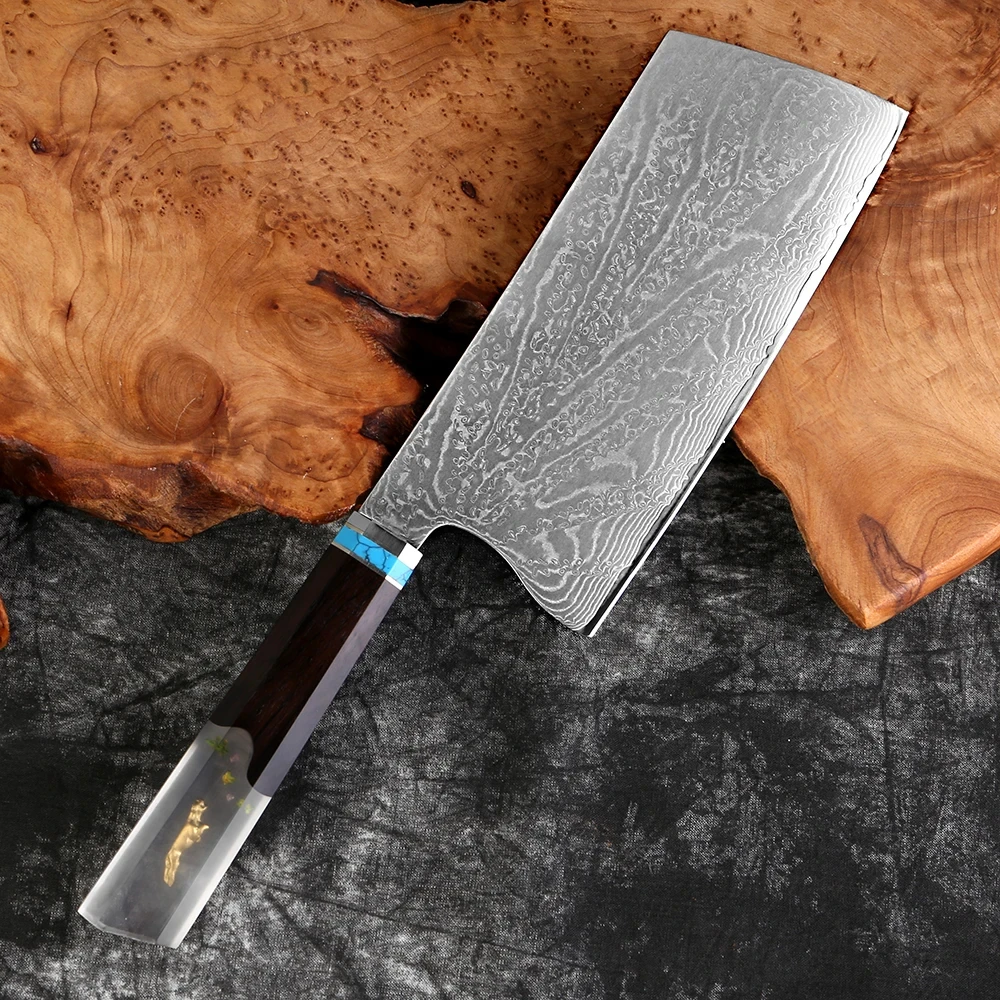 

Japan 67-Ply Damascus Steel Chinese Cleaver Knife Kitchen Professional Chopping and Slicing Knife Ergonomic Handle Cooking Tools