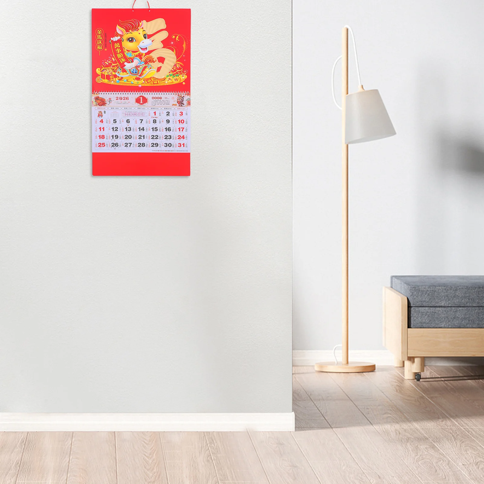 

2026 Year of The Horse Chinese Wall Hanging Calendar Traditional Lunar Monthly Fortune Design Office Home Decoration