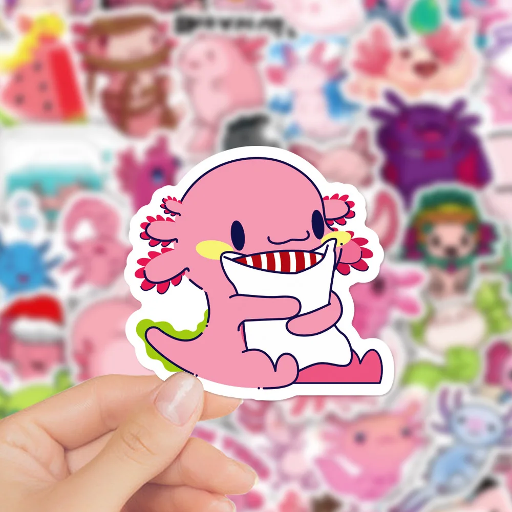 25/50 PCS Salamander Axolotl Animal Cartoon Graffiti Stickers Character Animated Water Bottle Trolley Box