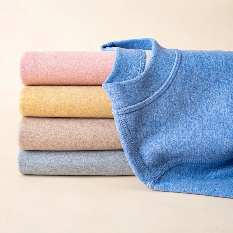 Children Thermal Underwear Woolen Silk Soft Cozy Two Pieces Teen Boys Girls Loungewear Thick Warm Breathable Kids Sleepwear Set