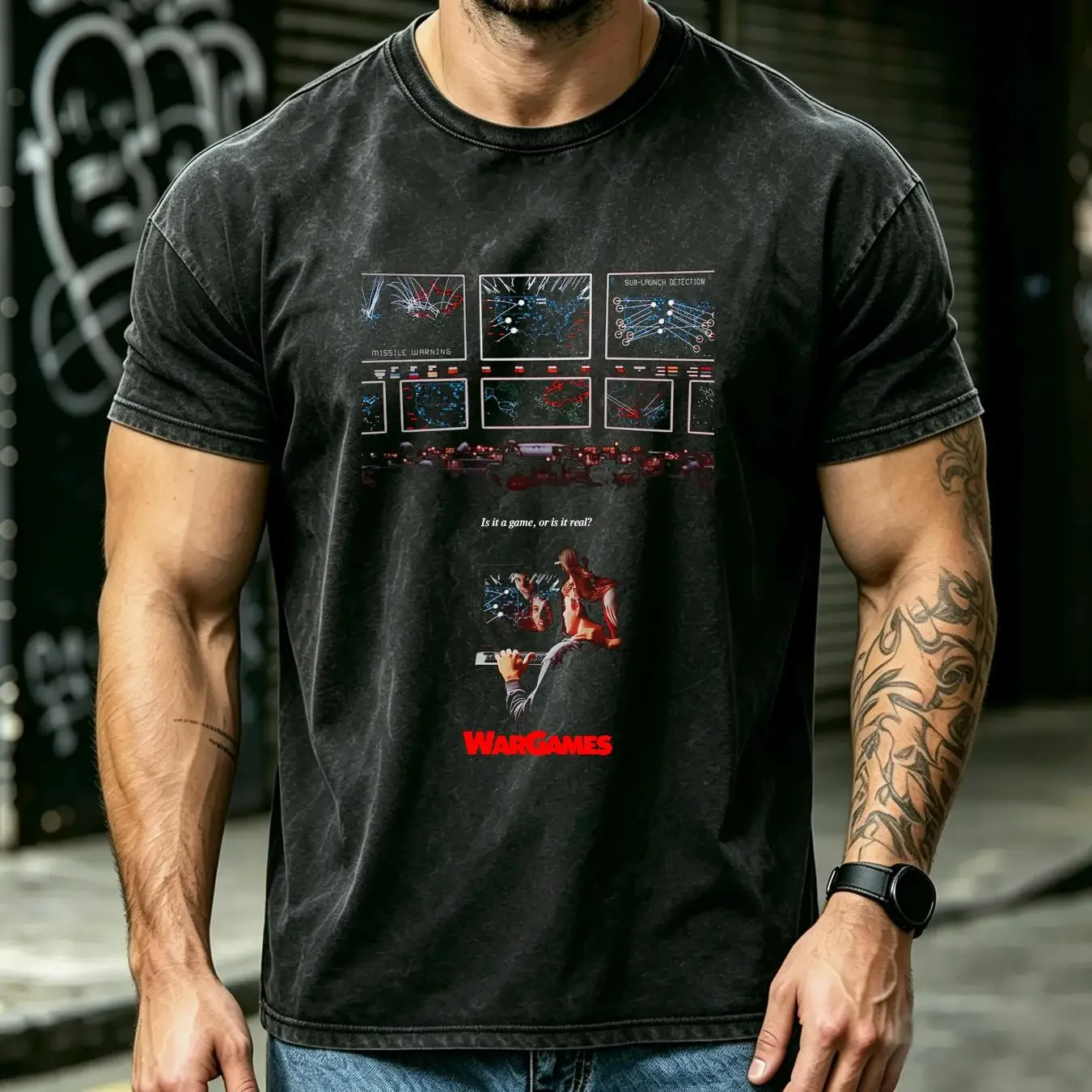 washed T Shirt WarGames Movie 80s Retro Vintage Film All Sizes S 5XL vintage Washed Breathable Slightly designer clothes