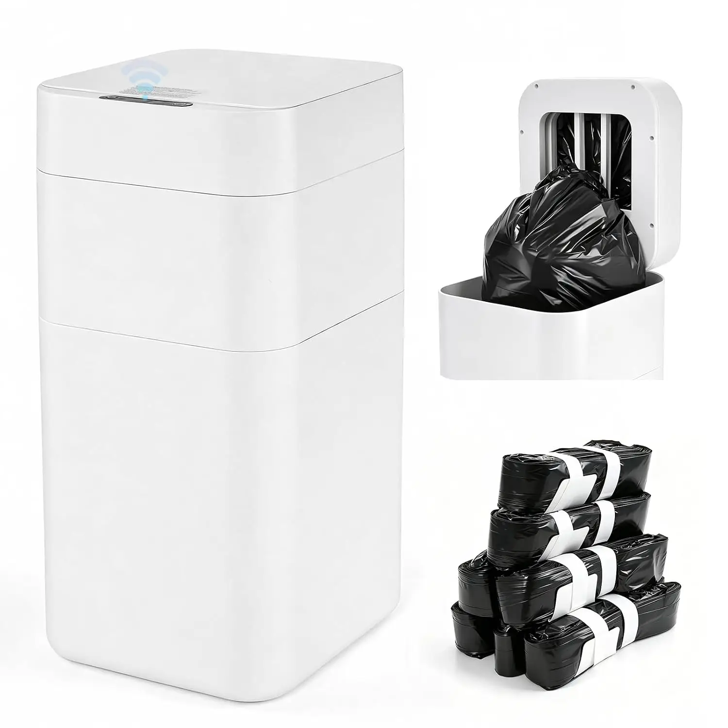 Automatic Trash Can, 8 Gallon Self Sealing & Self-Changing Touchless Garbage Can Motion Sensor Trash Can, Smart Trash Bin with A