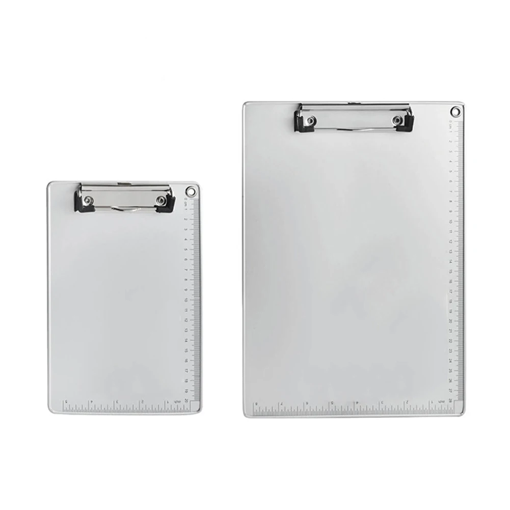 

Aluminum Alloy Ruler Paper Holder Portable Paper Hold Clipboard with Centimeter Scales Silvery Simple Creative for Office School