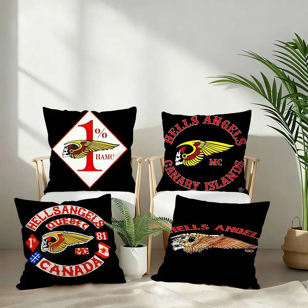 

Moto Pillow H-Hells Angels Pillow Case Short Plush Sofa Decorative Gift Home Double-sided Printing Cushion