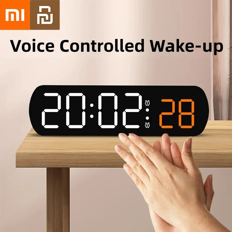 Xiaomi Voice Control Digital Alarm Timer Clock Temperature Dual Alarm Table Clocks Night Mode 12/24H LED Clock Watch Desk Clock