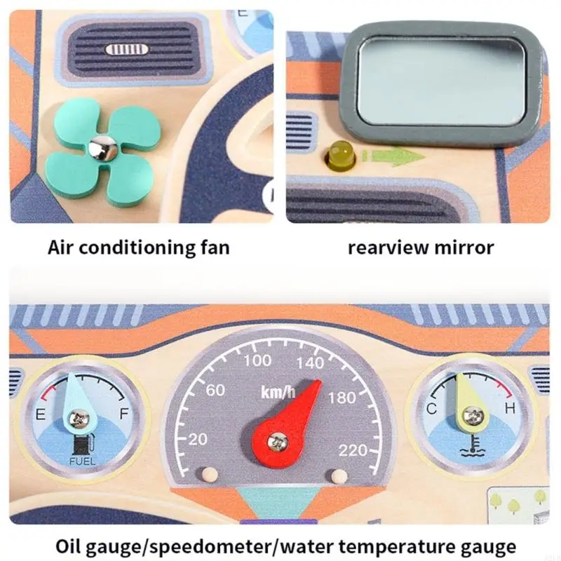 Vô Lăng Giáo Dục Bằng Gỗ Bận Rộn Bảng Đồ Chơi Có Đèn LED Cho Trẻ Phát Triển Học Tập Và Hoạt Động Chơi Giác Quan A2UB