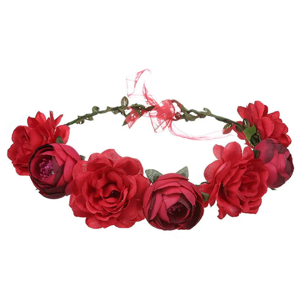 Women Wedding Floral Headband Bohemia Flower Crown Party Bride Garland Princess Wreath Girls Headdress Fashion Hair Accessories