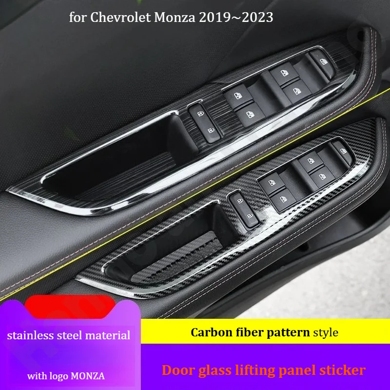for Chevrolet Monza 2019~2023 Door glass lifting panel sticker/window switch button frame/interior modification accessories