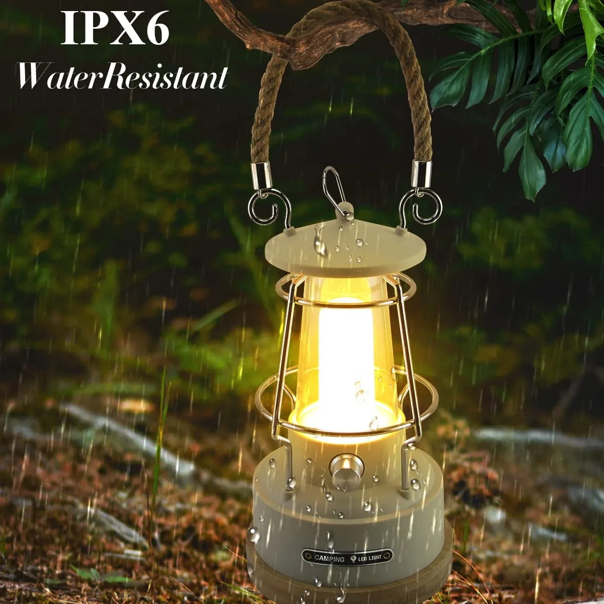 VN Retro Handle Camping Lantern Rechargeable Dimmable LED Vintage Lanterns Battery Powered Waterproof LED Retro Camping Lights