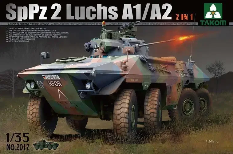 Takom No.2017 1/35 SpPz 2 Luchs A1/A2 2 in 1 Plastic Model Kit