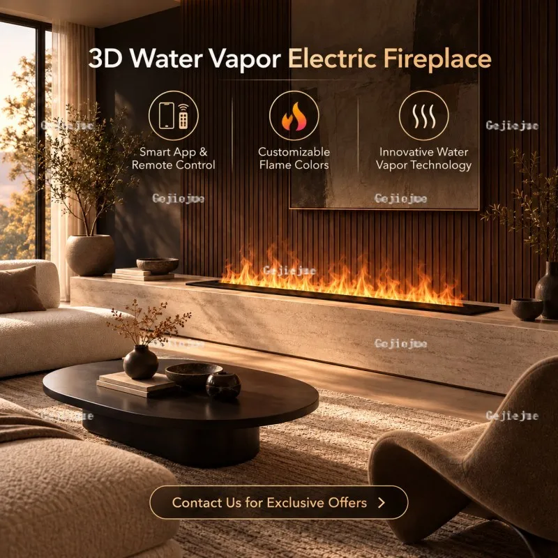 Smart 3D Vapor Flame Fireplace Indoor Electric Decorative Fire with Humidifying Mist for Modern Homes Ultra Realistic Flame