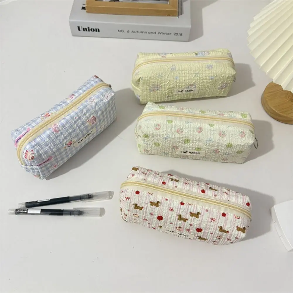 Cute Cartoon Pattern Pen Bag Large Capacity Gift Stationery Bag Multilayer Cosmetic Bag Students