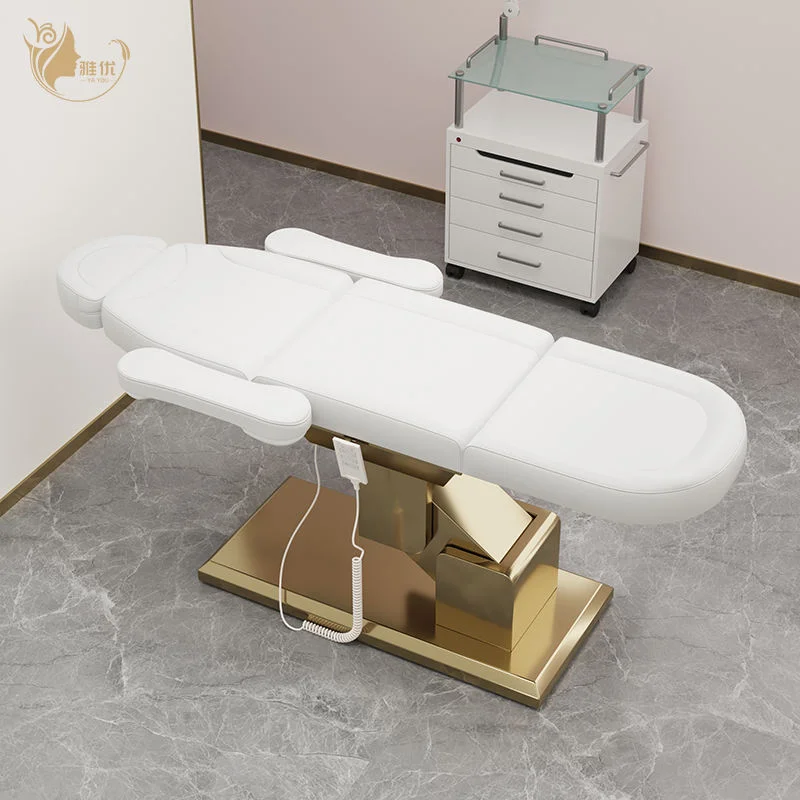 Synthetic Leather Salon Massage Bed With Facial Pillow And Stool Metal Frame Height Adjustable Spa Treatment Table