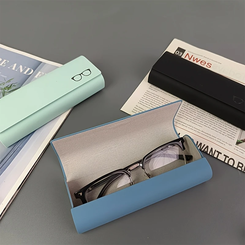 

Handmade Leather Glasses Case Myopia Glasses Sunglasses Storage Box AntiSlip Lining Large Capacity Glasses Case Home Accessories